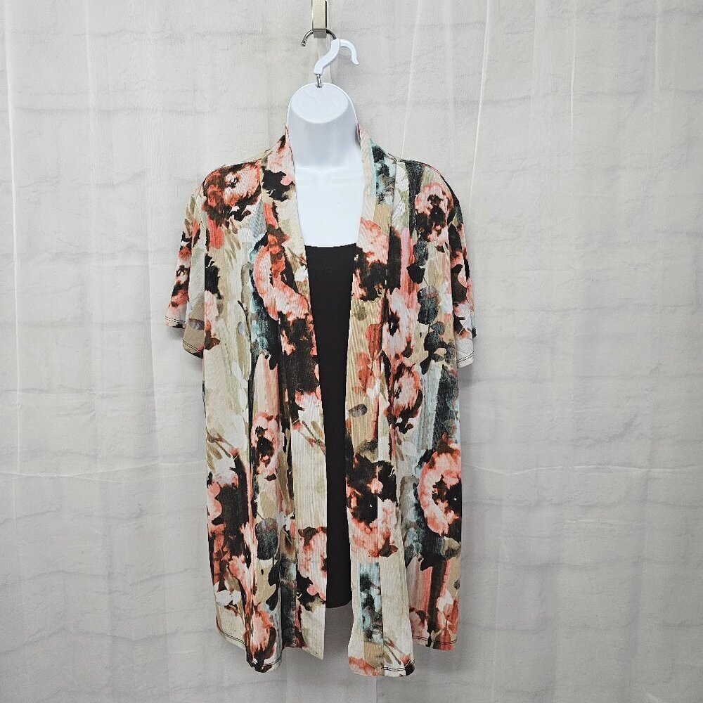 Emma & Olive Blouse Grunge Layered Floral Casual Festival 2X